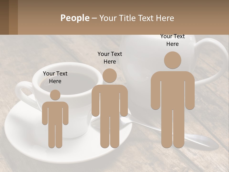 A Cup Of Coffee And A Spoon On A Wooden Table PowerPoint Template