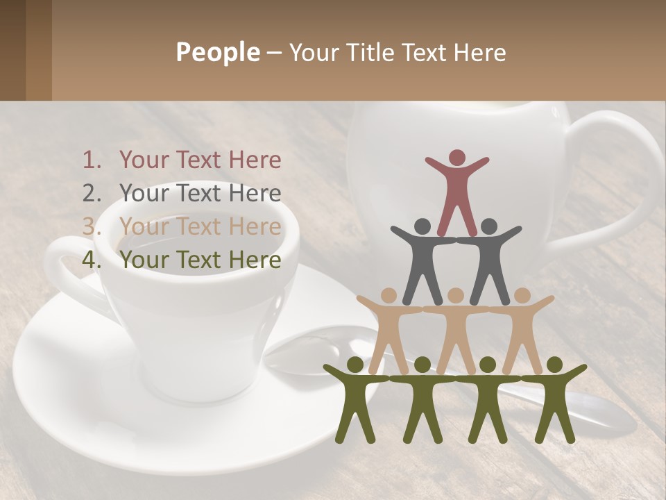 A Cup Of Coffee And A Spoon On A Wooden Table PowerPoint Template