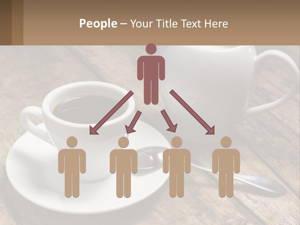 A Cup Of Coffee And A Spoon On A Wooden Table PowerPoint Template