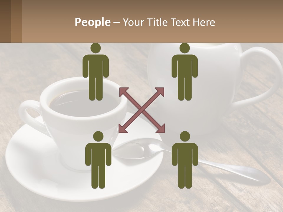 A Cup Of Coffee And A Spoon On A Wooden Table PowerPoint Template