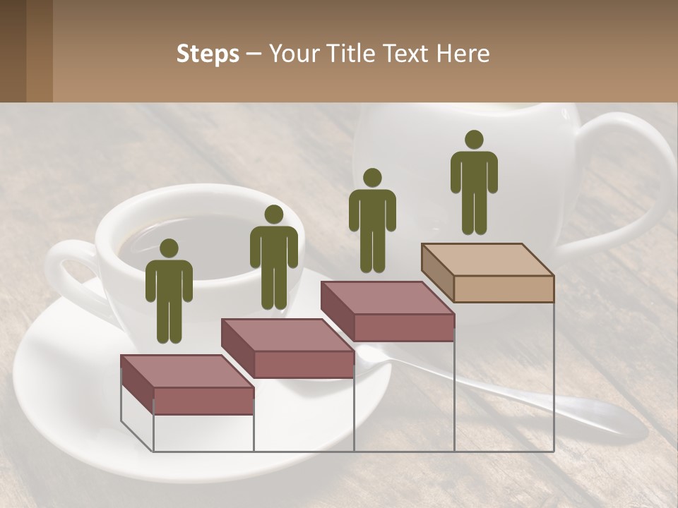 A Cup Of Coffee And A Spoon On A Wooden Table PowerPoint Template