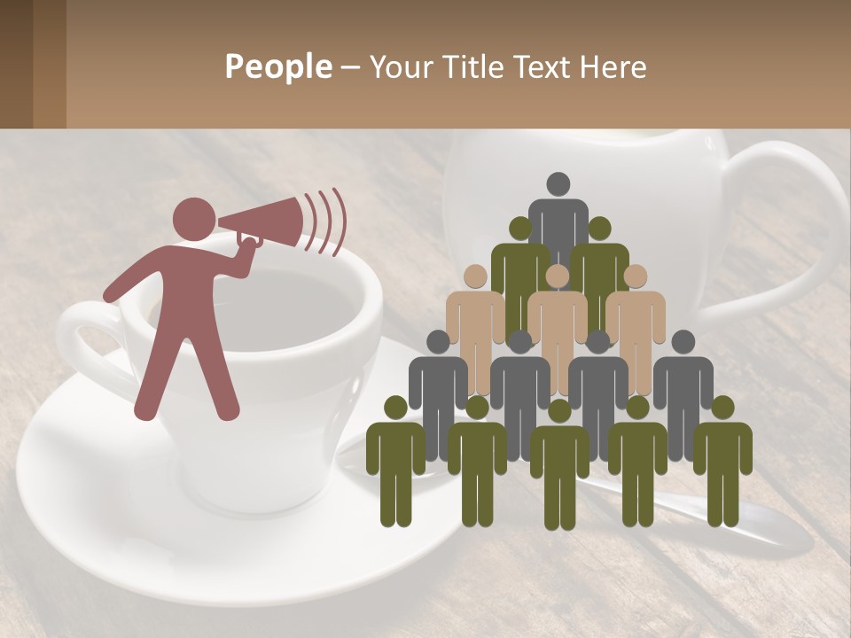 A Cup Of Coffee And A Spoon On A Wooden Table PowerPoint Template