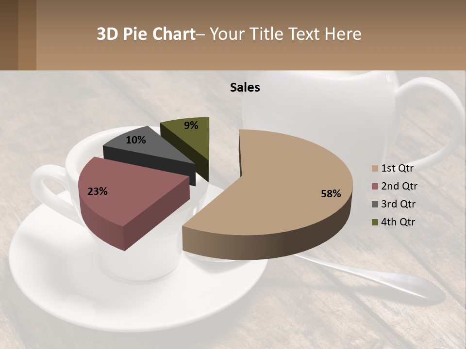A Cup Of Coffee And A Spoon On A Wooden Table PowerPoint Template