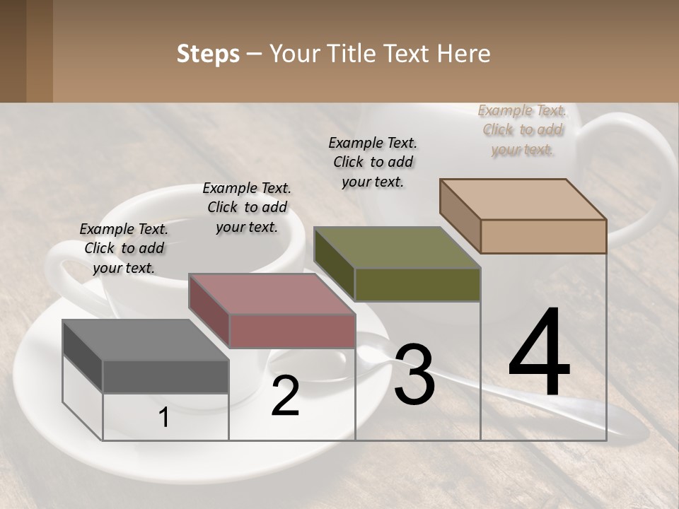 A Cup Of Coffee And A Spoon On A Wooden Table PowerPoint Template