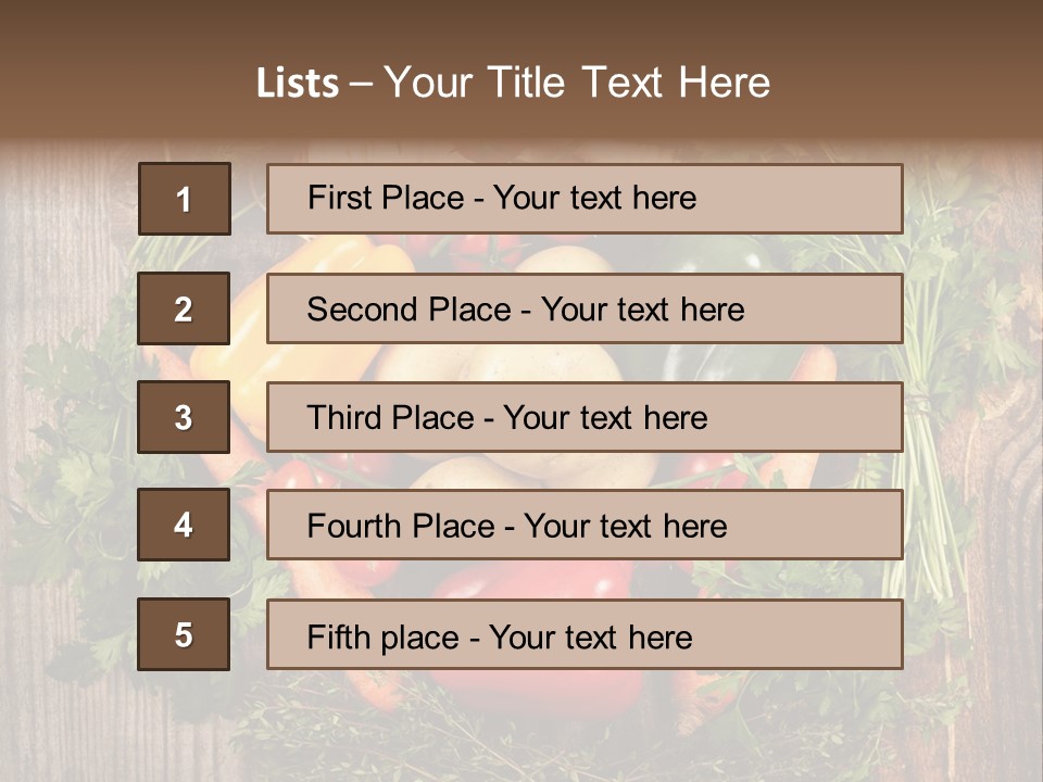 A Bunch Of Vegetables On A Wooden Table PowerPoint Template