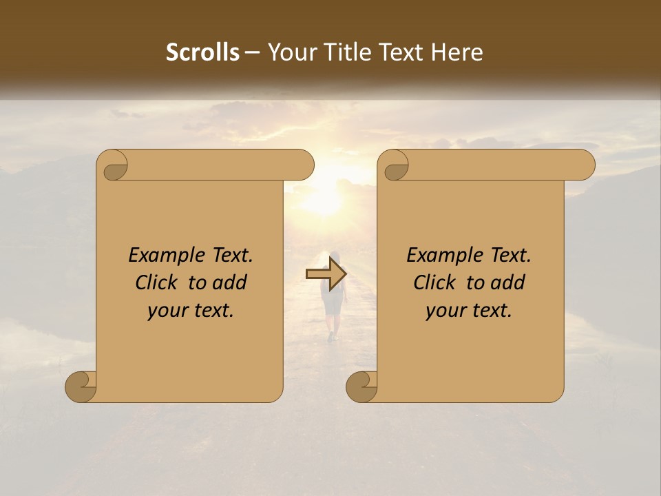 A Person Walking Down A Road With The Sun Setting In The Background PowerPoint Template