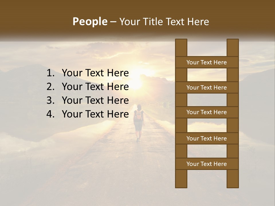 A Person Walking Down A Road With The Sun Setting In The Background PowerPoint Template