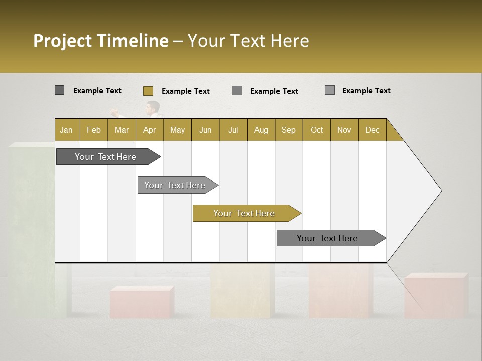 A Man Jumping Over A Bar Chart On Top Of Blocks PowerPoint Template