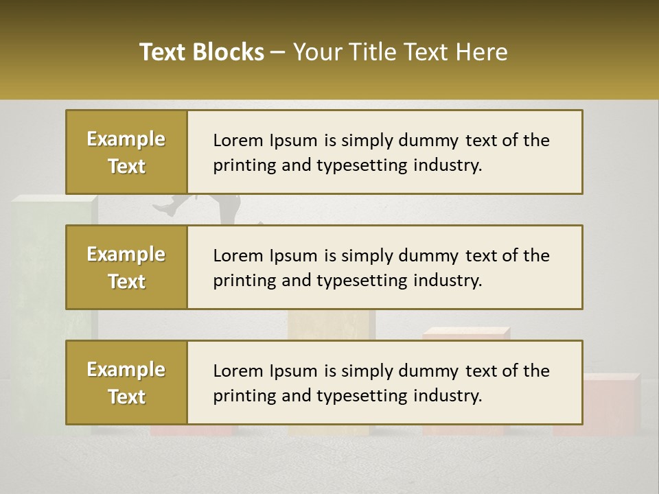 A Man Jumping Over A Bar Chart On Top Of Blocks PowerPoint Template