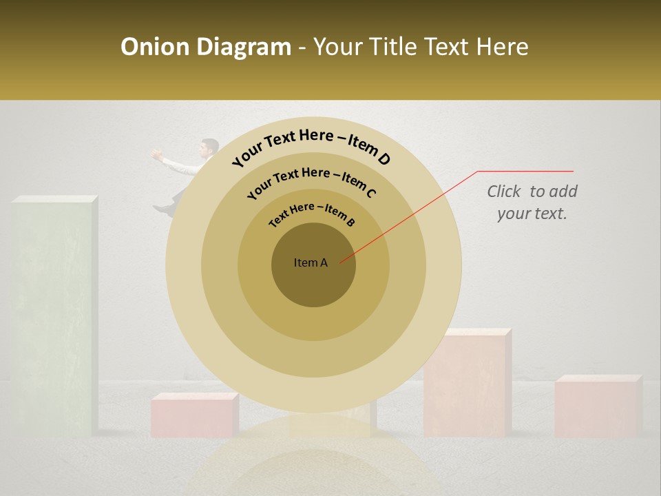 A Man Jumping Over A Bar Chart On Top Of Blocks PowerPoint Template