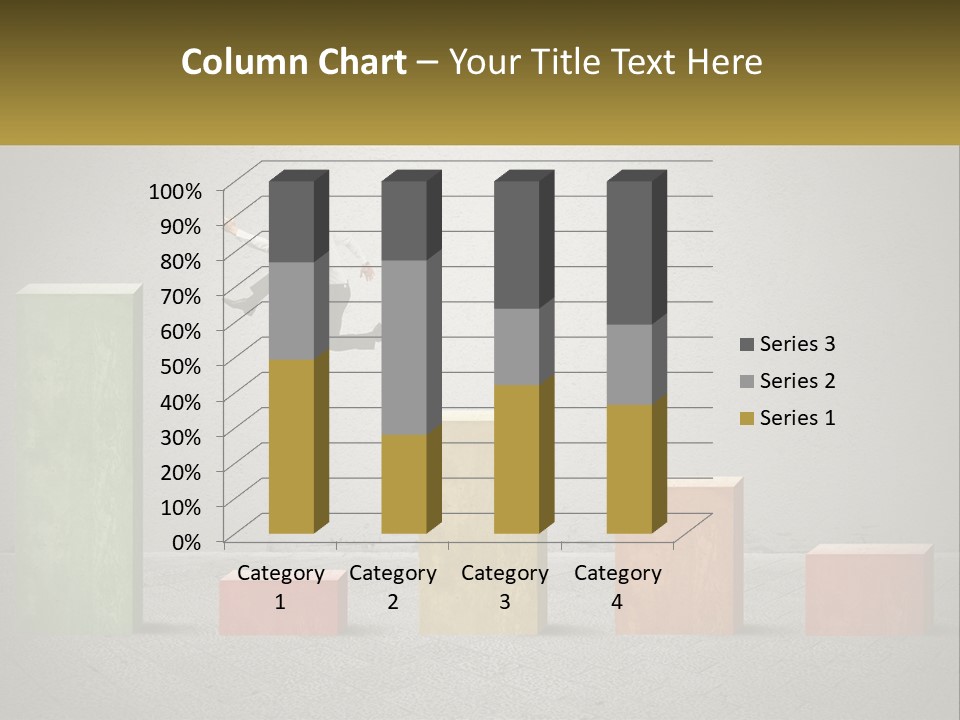 A Man Jumping Over A Bar Chart On Top Of Blocks PowerPoint Template