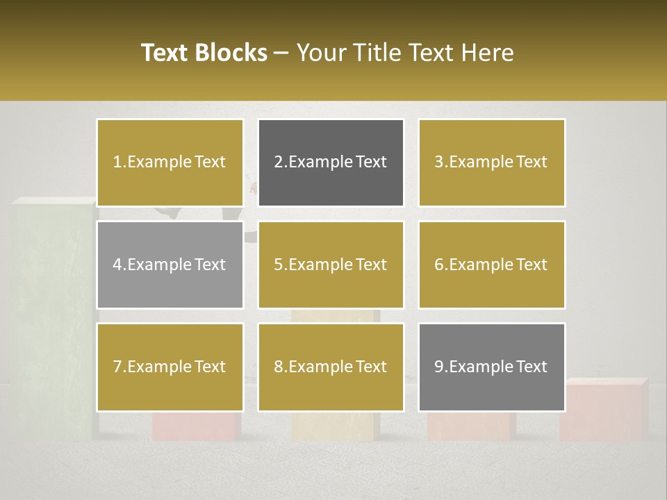 A Man Jumping Over A Bar Chart On Top Of Blocks PowerPoint Template