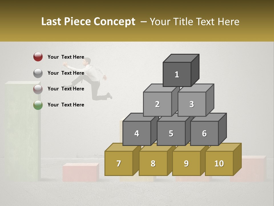 A Man Jumping Over A Bar Chart On Top Of Blocks PowerPoint Template