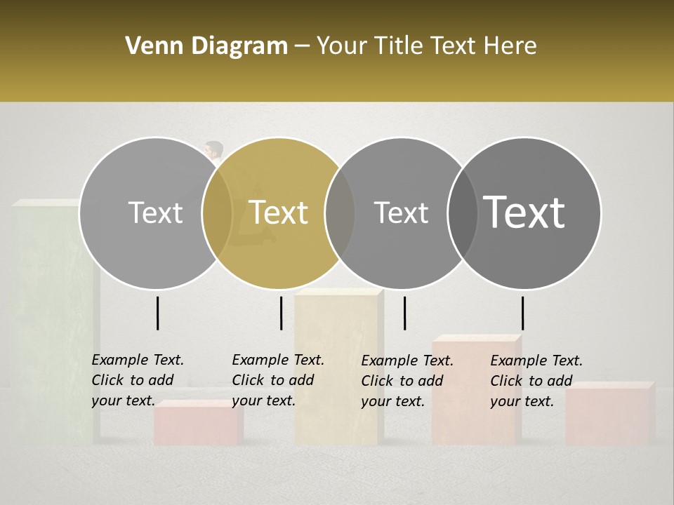 A Man Jumping Over A Bar Chart On Top Of Blocks PowerPoint Template