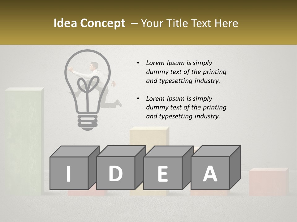 A Man Jumping Over A Bar Chart On Top Of Blocks PowerPoint Template