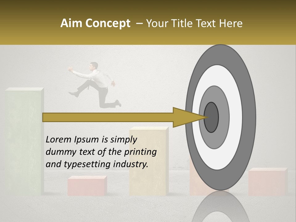 A Man Jumping Over A Bar Chart On Top Of Blocks PowerPoint Template