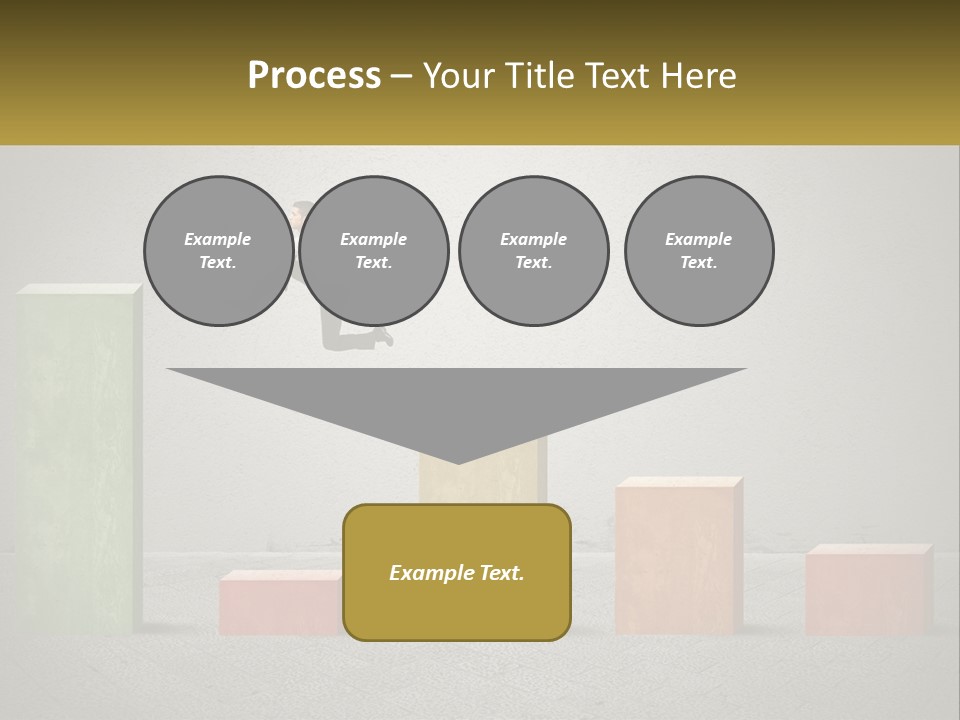 A Man Jumping Over A Bar Chart On Top Of Blocks PowerPoint Template