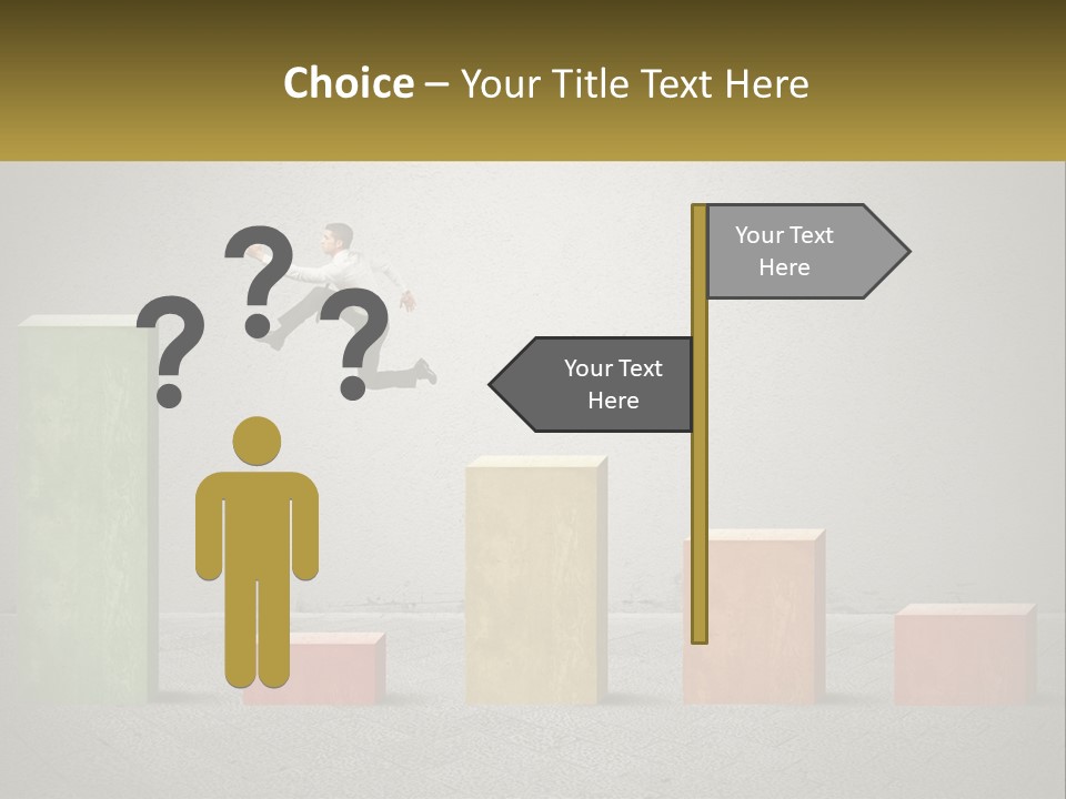 A Man Jumping Over A Bar Chart On Top Of Blocks PowerPoint Template