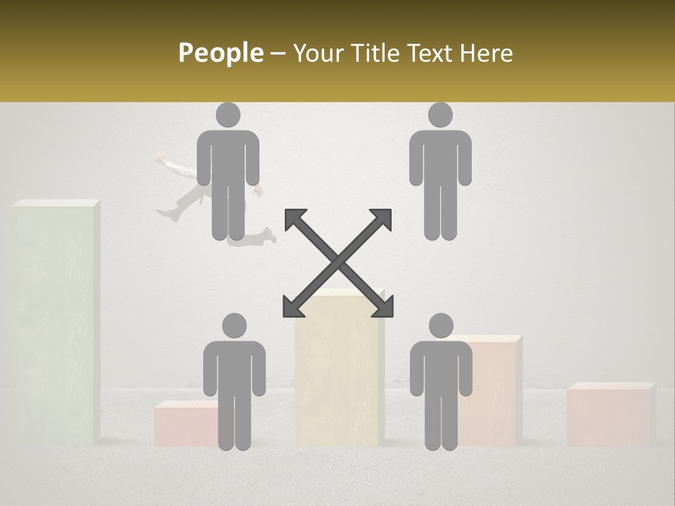 A Man Jumping Over A Bar Chart On Top Of Blocks PowerPoint Template