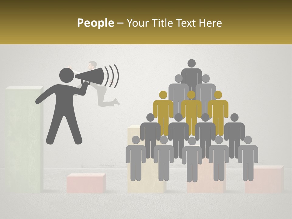 A Man Jumping Over A Bar Chart On Top Of Blocks PowerPoint Template