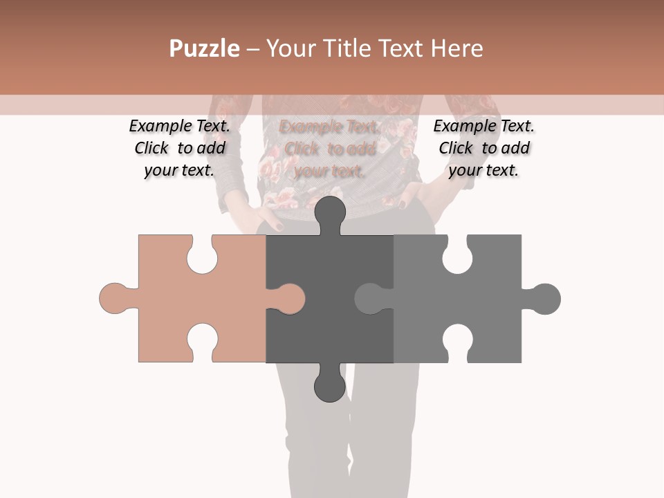 A Woman Standing In Front Of A Brown And White Background PowerPoint Template