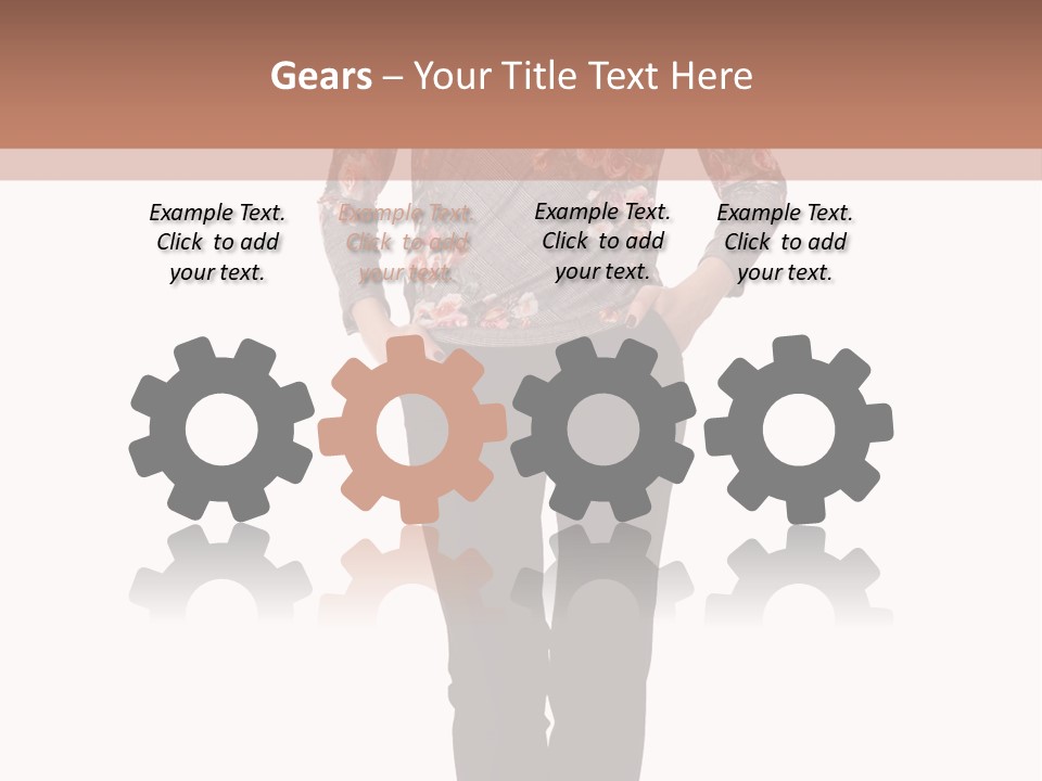 A Woman Standing In Front Of A Brown And White Background PowerPoint Template