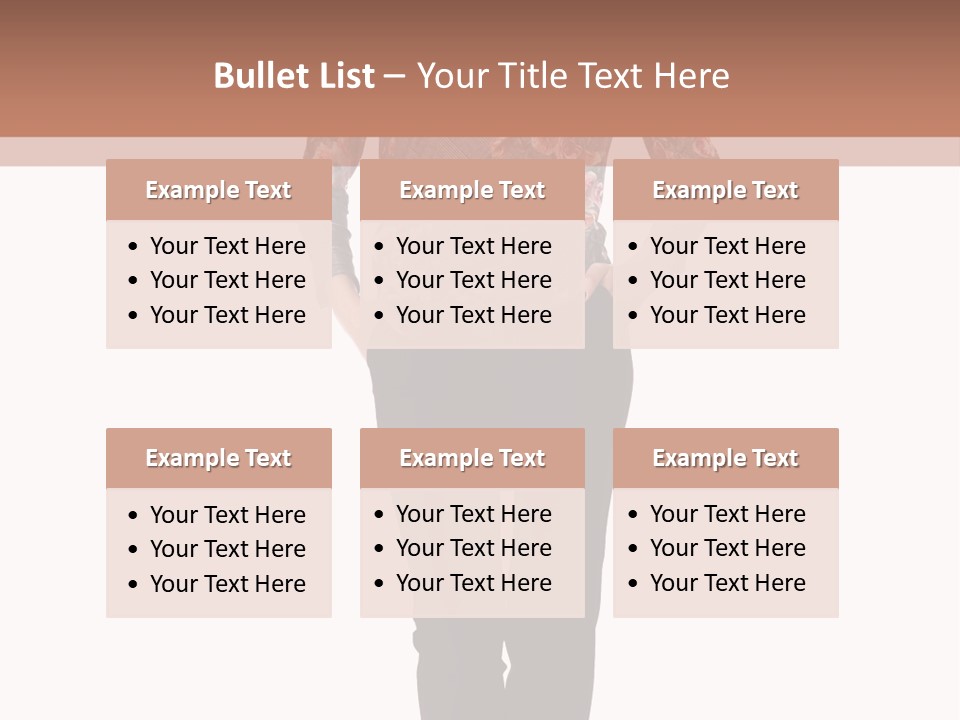 A Woman Standing In Front Of A Brown And White Background PowerPoint Template