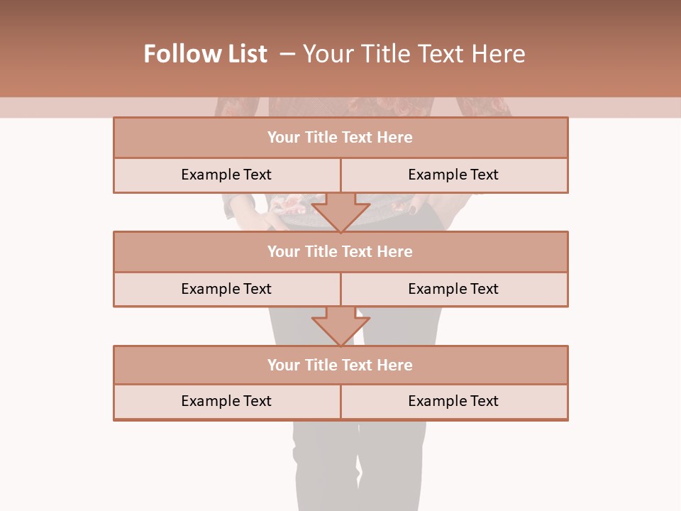A Woman Standing In Front Of A Brown And White Background PowerPoint Template