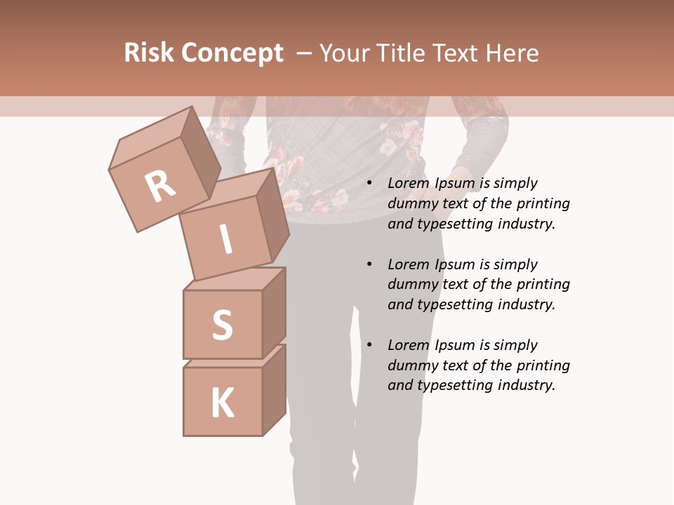 A Woman Standing In Front Of A Brown And White Background PowerPoint Template