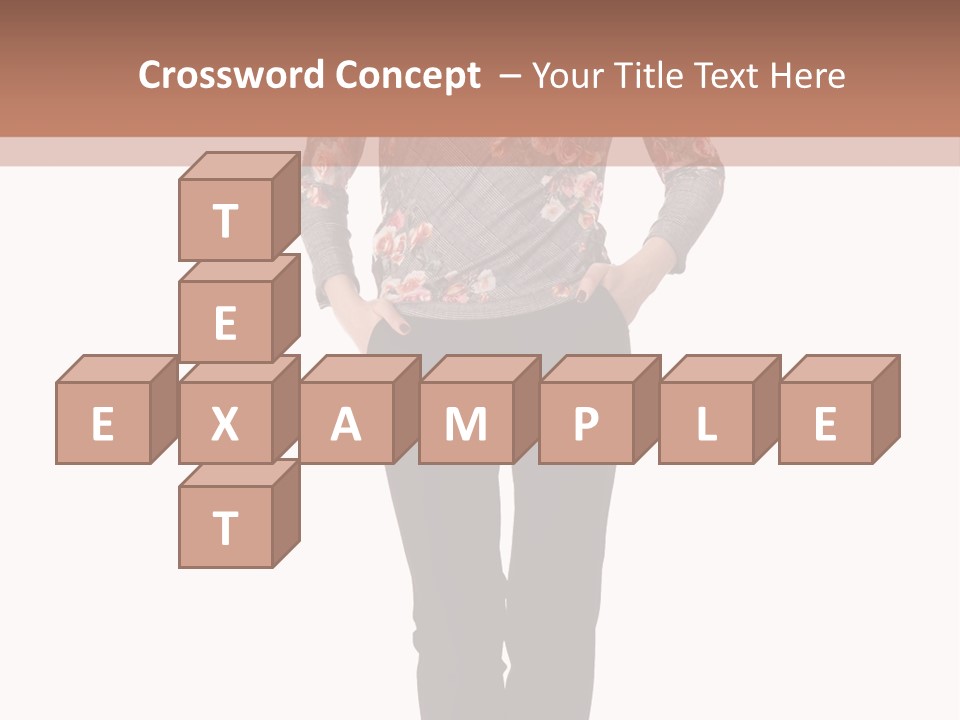 A Woman Standing In Front Of A Brown And White Background PowerPoint Template