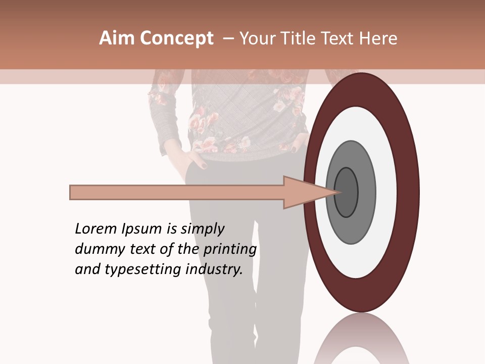 A Woman Standing In Front Of A Brown And White Background PowerPoint Template