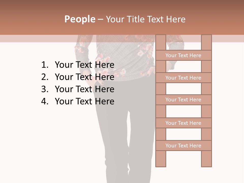 A Woman Standing In Front Of A Brown And White Background PowerPoint Template