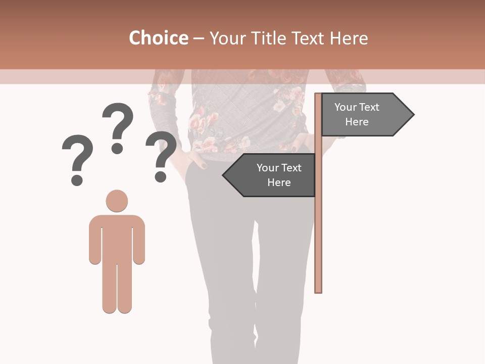 A Woman Standing In Front Of A Brown And White Background PowerPoint Template