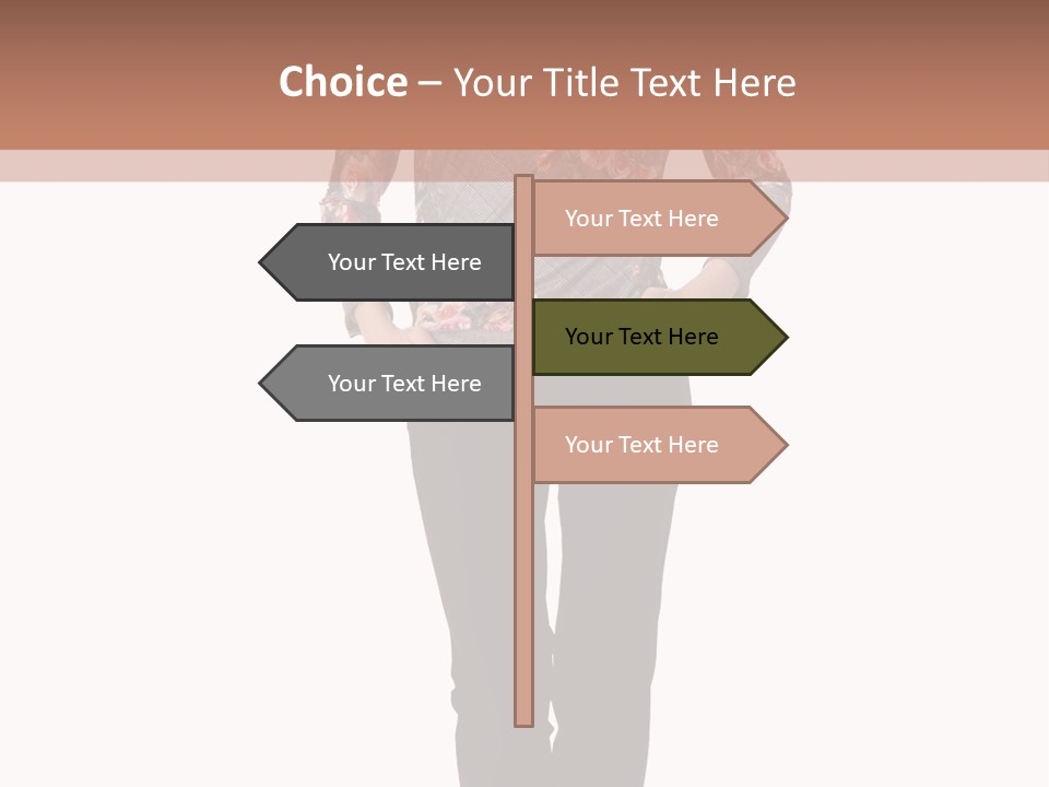 A Woman Standing In Front Of A Brown And White Background PowerPoint Template