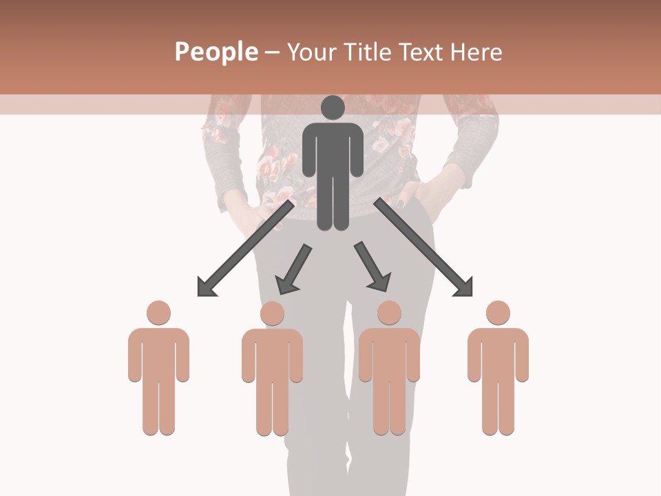 A Woman Standing In Front Of A Brown And White Background PowerPoint Template