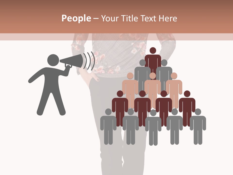 A Woman Standing In Front Of A Brown And White Background PowerPoint Template