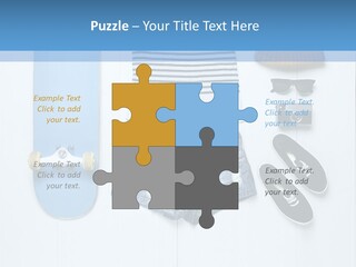 A Skateboard, Hat, Sunglasses, And A Pair Of Shorts Lay On A PowerPoint Template