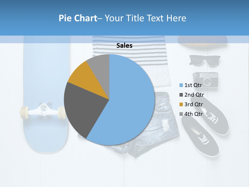 A Skateboard, Hat, Sunglasses, And A Pair Of Shorts Lay On A PowerPoint Template