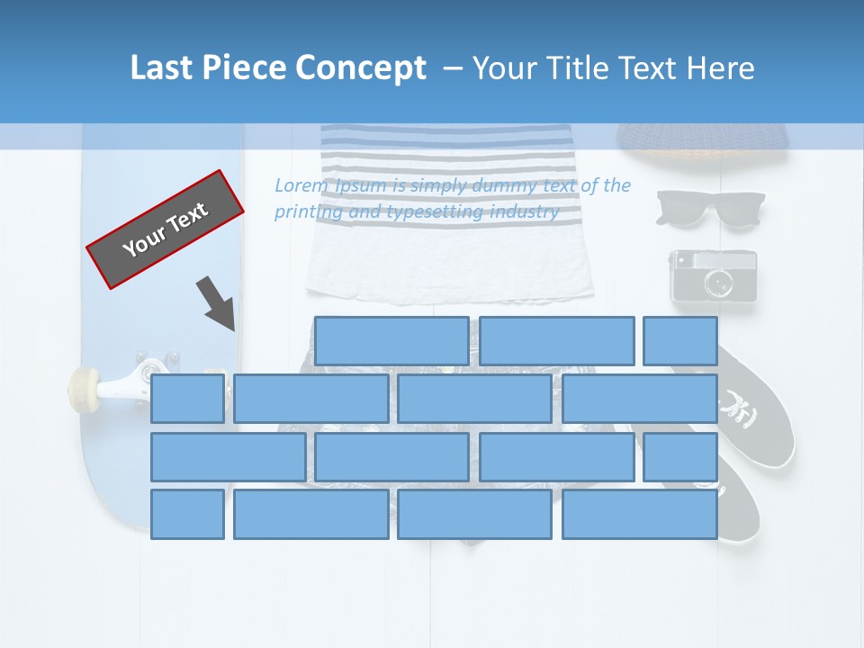 A Skateboard, Hat, Sunglasses, And A Pair Of Shorts Lay On A PowerPoint Template