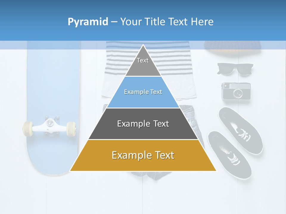 A Skateboard, Hat, Sunglasses, And A Pair Of Shorts Lay On A PowerPoint Template