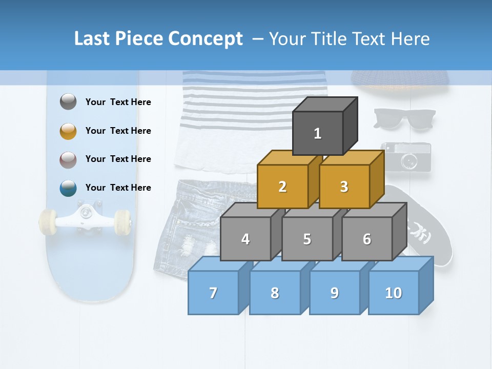 A Skateboard, Hat, Sunglasses, And A Pair Of Shorts Lay On A PowerPoint Template
