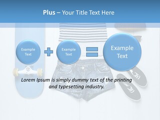 A Skateboard, Hat, Sunglasses, And A Pair Of Shorts Lay On A PowerPoint Template