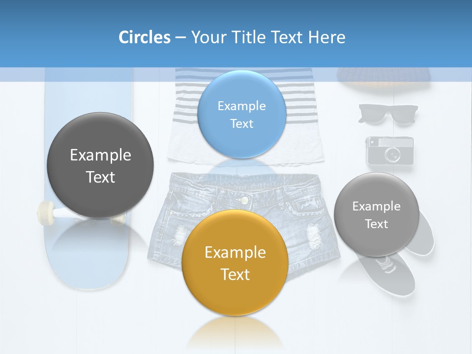 A Skateboard, Hat, Sunglasses, And A Pair Of Shorts Lay On A PowerPoint Template