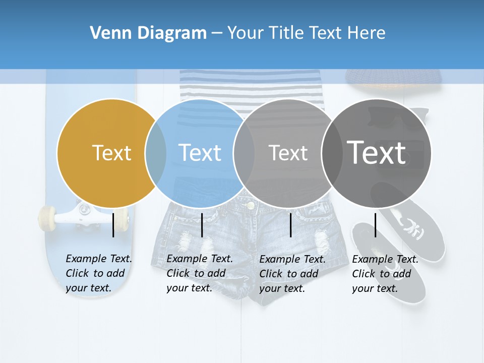 A Skateboard, Hat, Sunglasses, And A Pair Of Shorts Lay On A PowerPoint Template