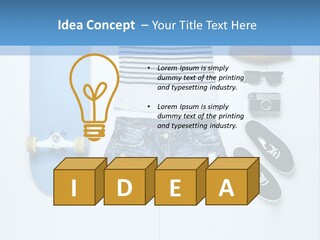 A Skateboard, Hat, Sunglasses, And A Pair Of Shorts Lay On A PowerPoint Template