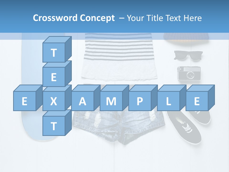 A Skateboard, Hat, Sunglasses, And A Pair Of Shorts Lay On A PowerPoint Template