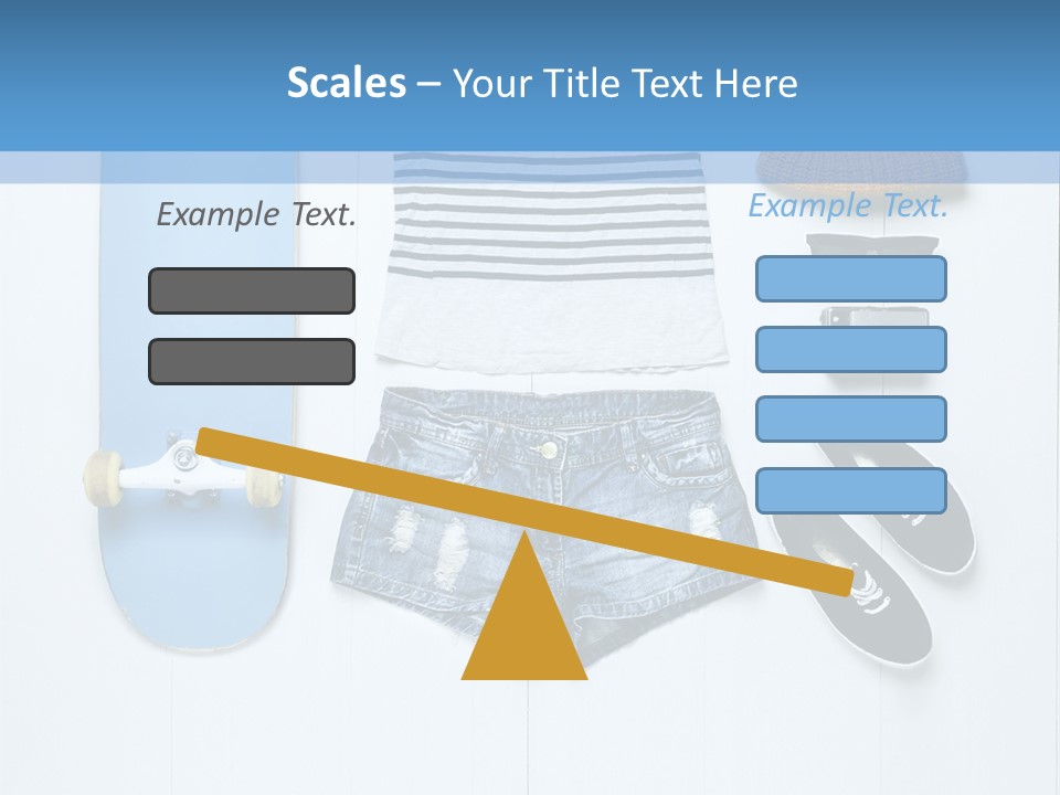 A Skateboard, Hat, Sunglasses, And A Pair Of Shorts Lay On A PowerPoint Template