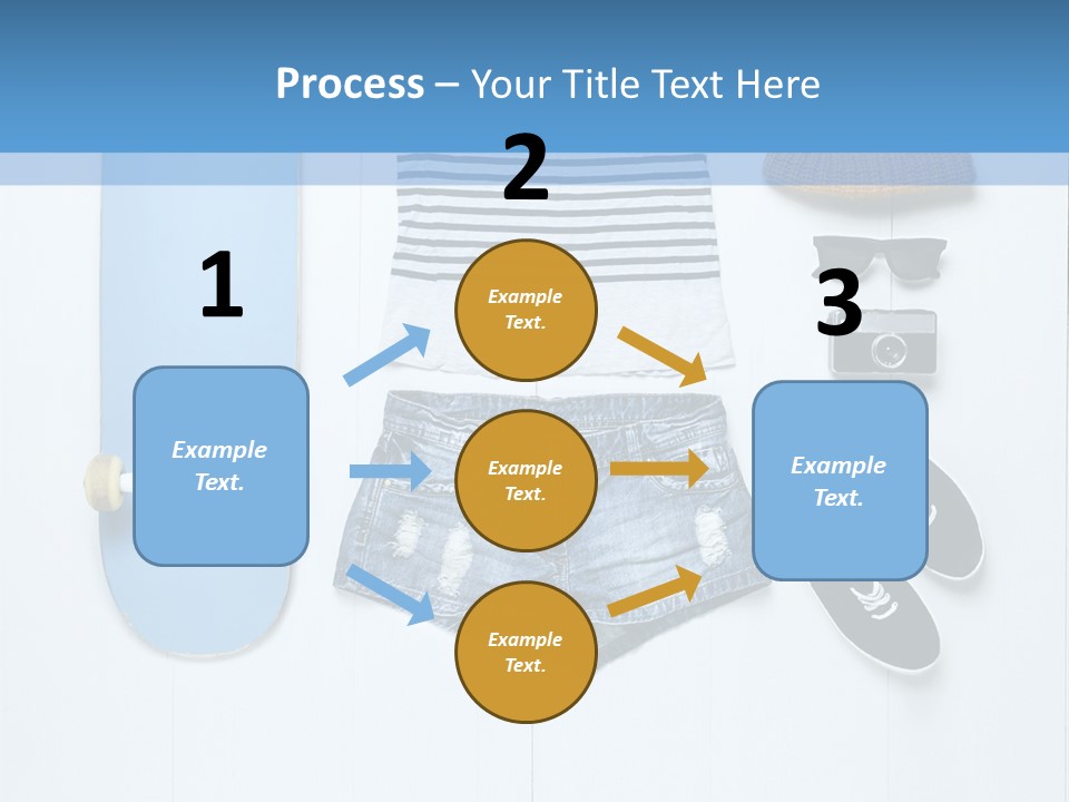 A Skateboard, Hat, Sunglasses, And A Pair Of Shorts Lay On A PowerPoint Template