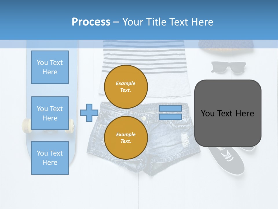A Skateboard, Hat, Sunglasses, And A Pair Of Shorts Lay On A PowerPoint Template