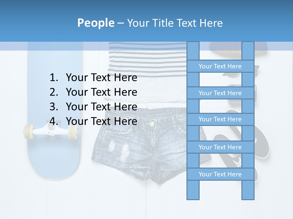 A Skateboard, Hat, Sunglasses, And A Pair Of Shorts Lay On A PowerPoint Template